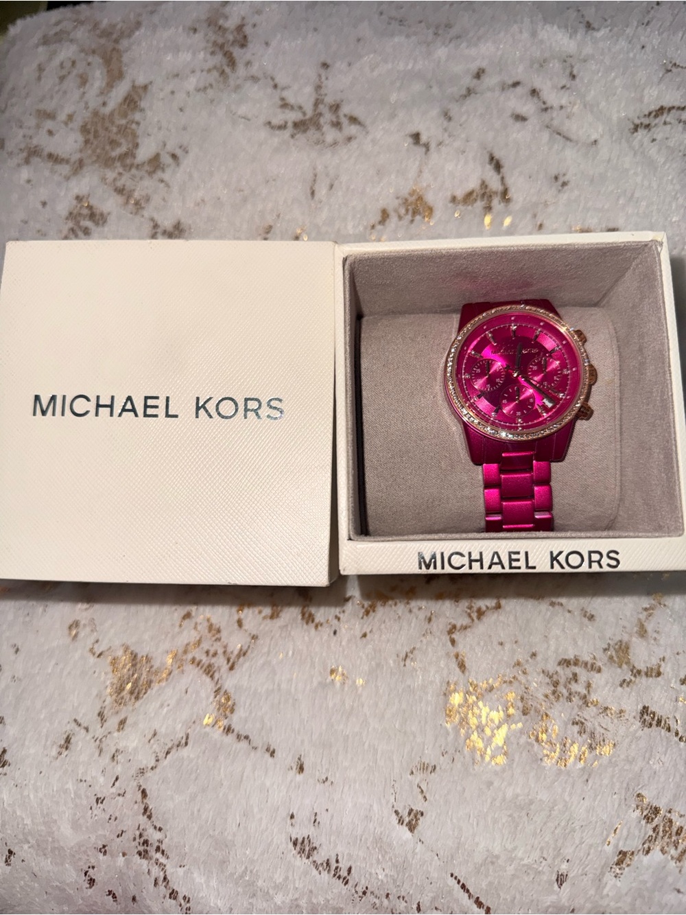 Michael Kors Women's Fuchsia Stainless Steel Chronograph Watch